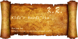 Klár Rozália névjegykártya
